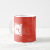Mug Simple rouge orange subtil marbre moderne Monogram (Devant gauche)