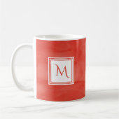 Mug Simple rouge orange subtil marbre moderne Monogram (Gauche)