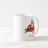 Mug Simple Script Aquarelle Ornement de Noël (Devant droit)