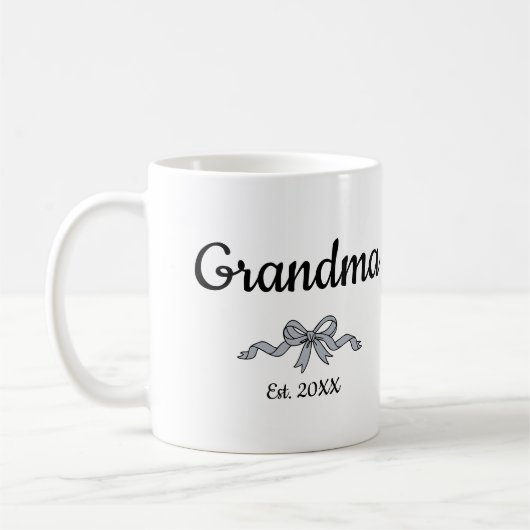 Mug Simple Script Bow Grandma Est. Year (Gauche)