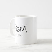 Mug Simple Script Cœur Noir Nouvelle Maman Établie Est (Devant gauche)