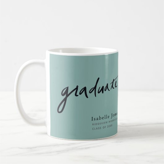 Mug Simple Script Photo Léger Graduation Turquoise (Gauche)