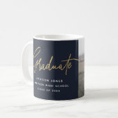 Mug Simple Script photo Marine et Gold Graduation (Devant gauche)