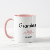 Mug Simple Script Pink Girl Bow Grandma Est. Year (Gauche)