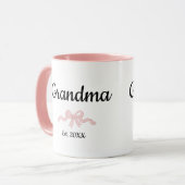 Mug Simple Script Pink Girl Bow Grandma Est. Year (Devant gauche)