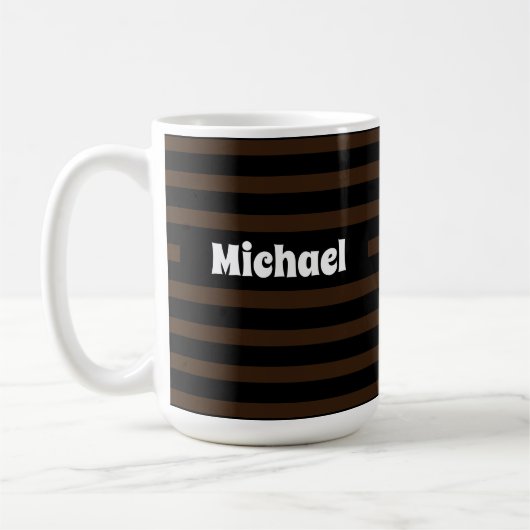 Mug Simple striped Dark et Noir Nom personnalisé (Gauche)