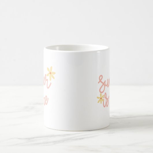 Mug Simple Sunshine Summer Pastel Pink Script Jaune (Centre)