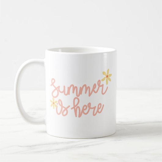 Mug Simple Sunshine Summer Pastel Pink Script Jaune (Gauche)