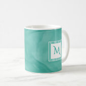 Mug Simple Turquoise Vert subtil marbre Moderne Monogr (Devant droit)