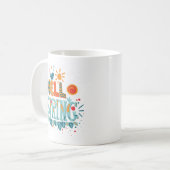 Mug Simple Vibrant Hello Feuilles de fleurs de printem (Devant gauche)