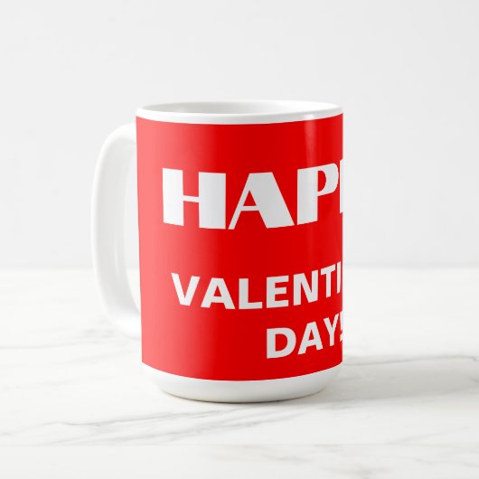 Mug Simple White Clean Joyeux Valentines Jour | Rouge (Devant gauche)