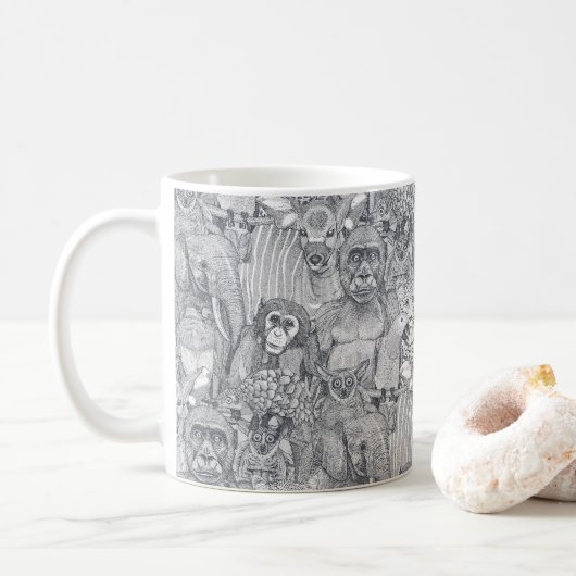 Mug simplement animaux de la jungle africaine gris fer (Avec donut)