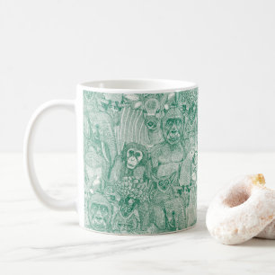 Mug simplement animaux de la jungle africaine vert éme