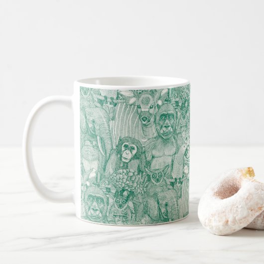 Mug simplement animaux de la jungle africaine vert éme (Avec donut)
