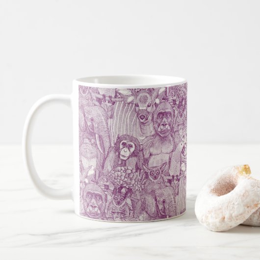 Mug simplement animaux de la jungle africaine violet d (Avec donut)