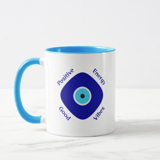 Mug Simplement des vibrations positives Bleu Evil Eye  (Gauche)