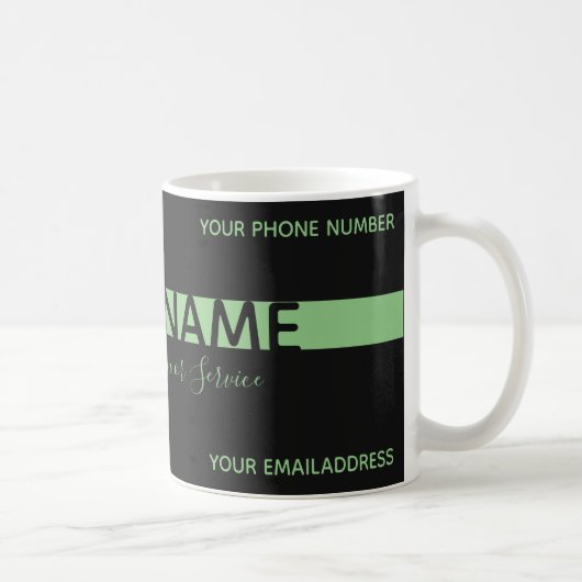 Mug Simplement élégant noir et vert rayures affaires (Droite)