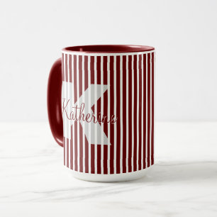 Mug Simples bandes rouge foncé/blanc Nom du Motif ini