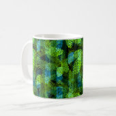 Mug Simples hiver Noël vert vert cônes de pin bleu tr (Devant gauche)