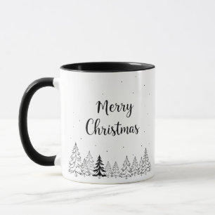 Mug Simples sapins de Noël et étoiles noirs