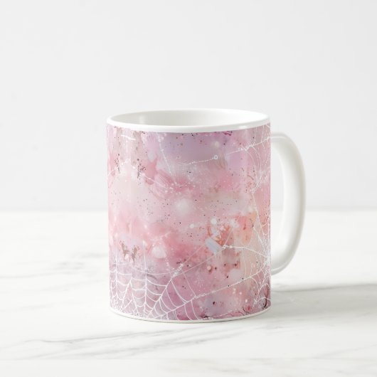 Mug Simples toiles d'araignées roses mignonnes Whimsic (Devant droit)