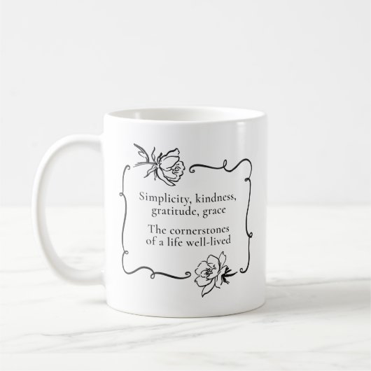 Mug Simplicité, Bienveillance, Gratitude, Grâce (Gauche)