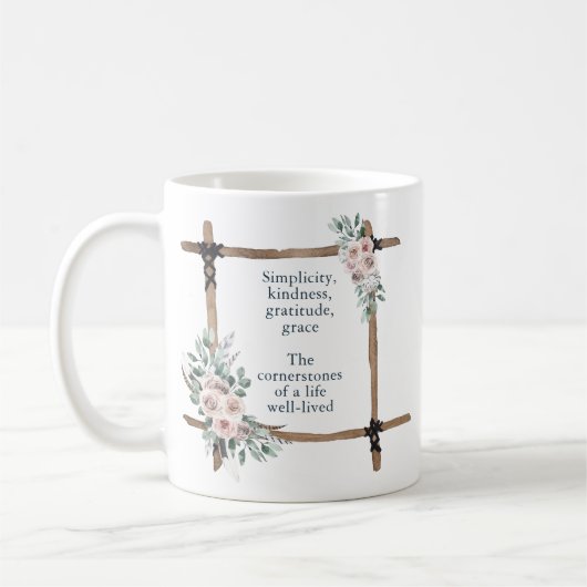 Mug Simplicité, Bienveillance, Gratitude, Grâce Vibe B (Gauche)