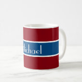 Mug Simply Stripes bleu foncé + votre backgr. & Nom (Devant droit)
