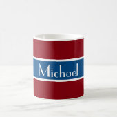Mug Simply Stripes bleu foncé + votre backgr. & Nom (Centre)