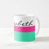 Mug Simply Stripes menthe rose + votre nom / idées (Devant droit)