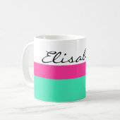 Mug Simply Stripes menthe rose + votre nom / idées (Devant gauche)