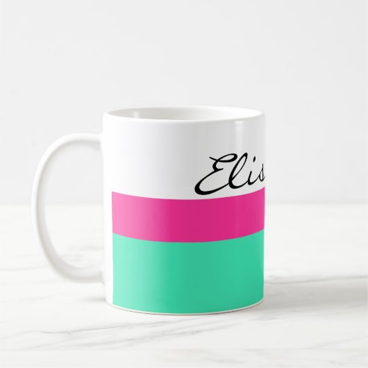 Mug Simply Stripes menthe rose + votre nom / idées (Gauche)