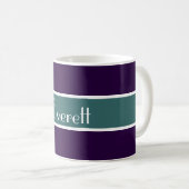 Mug Simply Stripes vert océan + votre backgr. & Nom (Devant droit)