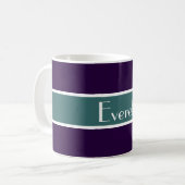 Mug Simply Stripes vert océan + votre backgr. & Nom (Devant gauche)