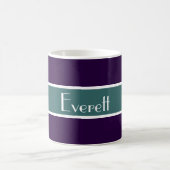 Mug Simply Stripes vert océan + votre backgr. & Nom (Centre)