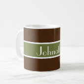 Mug Simply Stripes vert olive + votre dos. & Nom (Devant gauche)