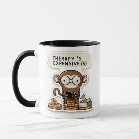 Mug Singe astucieux - "La thérapie coûte cher" drôle (Gauche)