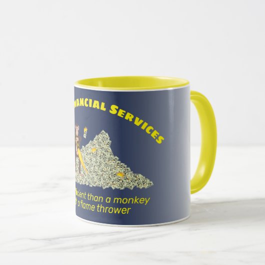 Mug Singe avec un lance-flammes brûler un seau d'argen (Devant droit)