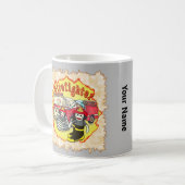 Mug Singe Chaussette  Camion de pompiers Pompiers  (Devant gauche)
