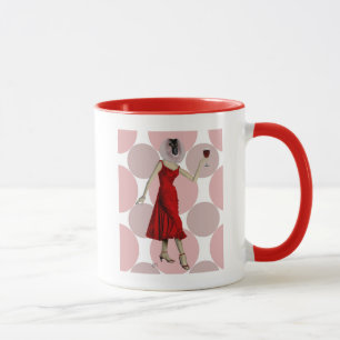 Mug Singe dans la robe rouge avec du vin