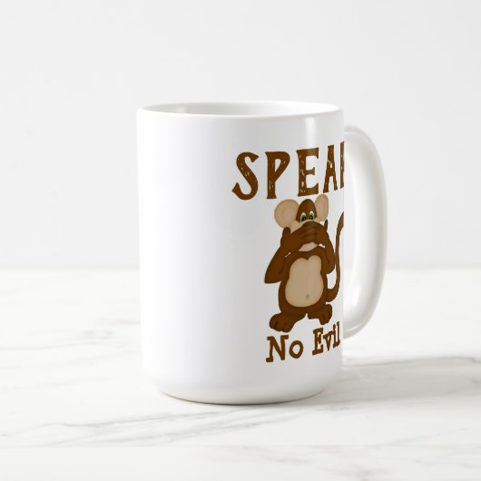 Mug Singe Drôle Parler Pas De Mal (Devant droit)
