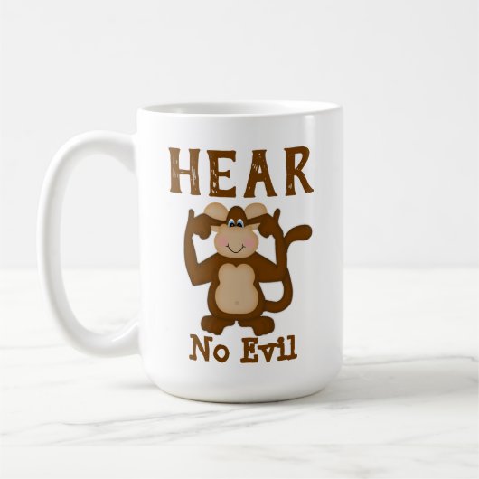 Mug Singe Funny n'entend pas de mal (Gauche)