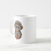 Mug Singe mignon de bébé lisant un livre (Devant gauche)