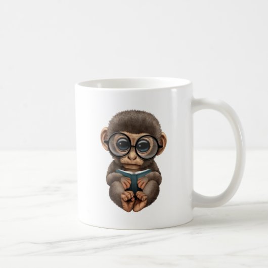 Mug Singe mignon de bébé lisant un livre (Droite)