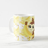 Mug Singe mignon de Kawaii tenant la banane (Devant gauche)