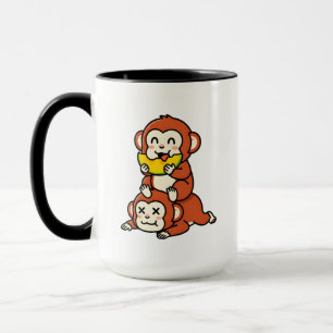 Mug Singe mignon mangeant de la pastèque, drôle d'art