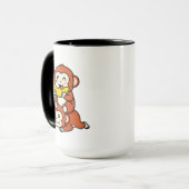 Mug Singe mignon mangeant de la pastèque, drôle d'art (Devant gauche)