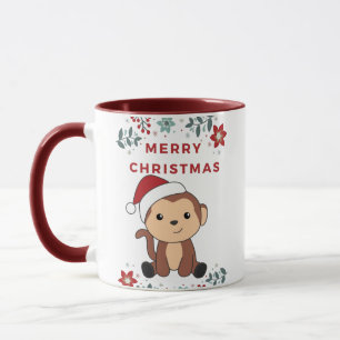 Mug Singe Noël Neige Hiver Animaux Singes