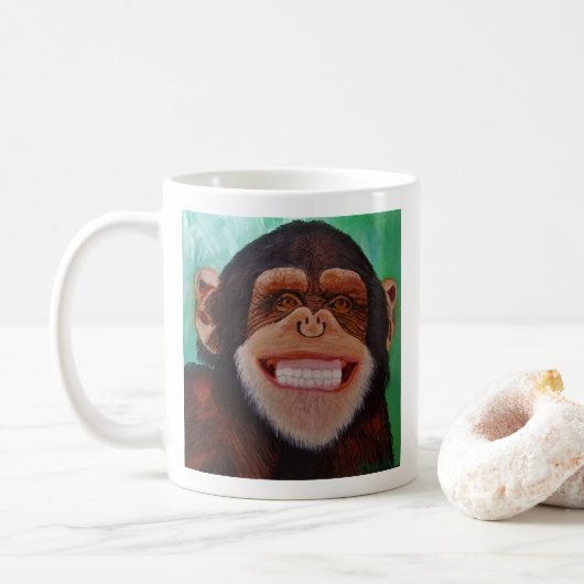 Mug Singe souriant au chimpanzé Imprimer (Avec donut)