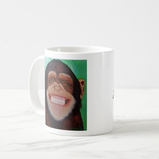 Mug Singe souriant au chimpanzé Imprimer (Devant gauche)